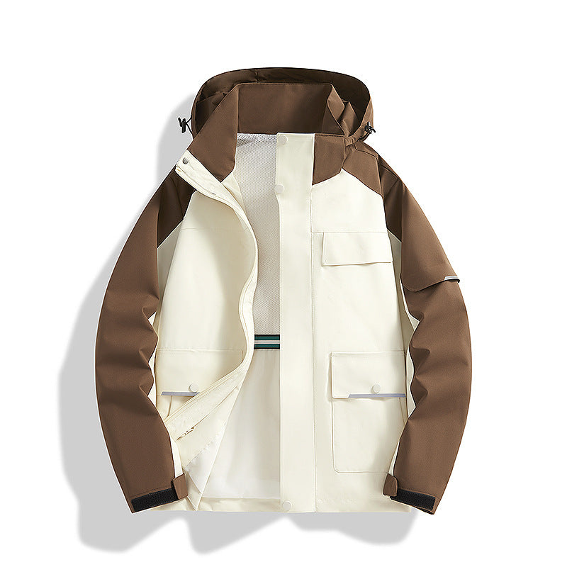 Men's three-layer trekking jacket with welded seams, hood, and multifunction pockets Shop Velvia