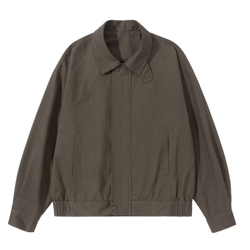 Men's Lightweight Boxy Field Jacket with Shirt Collar, Concealed Button Placket and Elastic Hem Shop Velvia