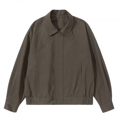 Men's Lightweight Boxy Field Jacket with Shirt Collar, Concealed Button Placket and Elastic Hem Shop Velvia