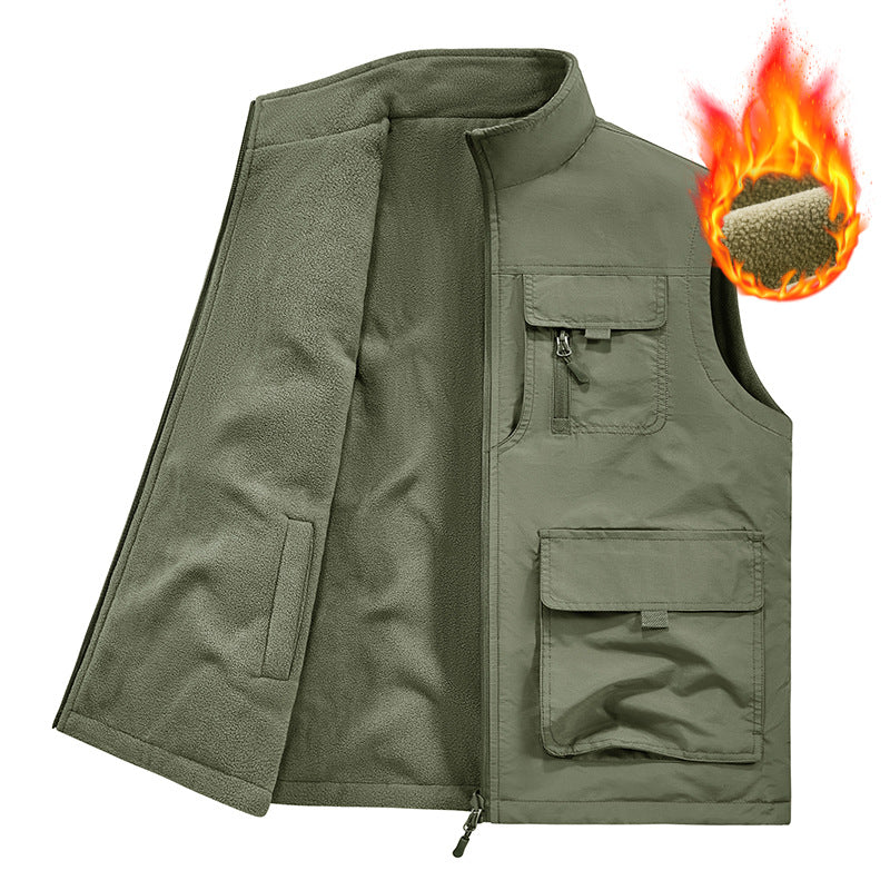 Men's Thermo-Utility Vest with Fleece Lining, Windproof Shell and Multifunction Pockets Shop Velvia