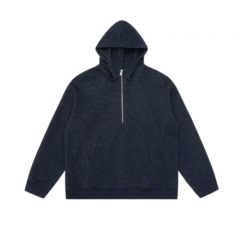 Unisex Hoodie Half-Zip Sweatshirt with Kangaroo Pocket and Ribbed Cuffs Shop Velvia