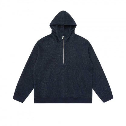 Unisex Hoodie Half-Zip Sweatshirt with Kangaroo Pocket and Ribbed Cuffs Shop Velvia
