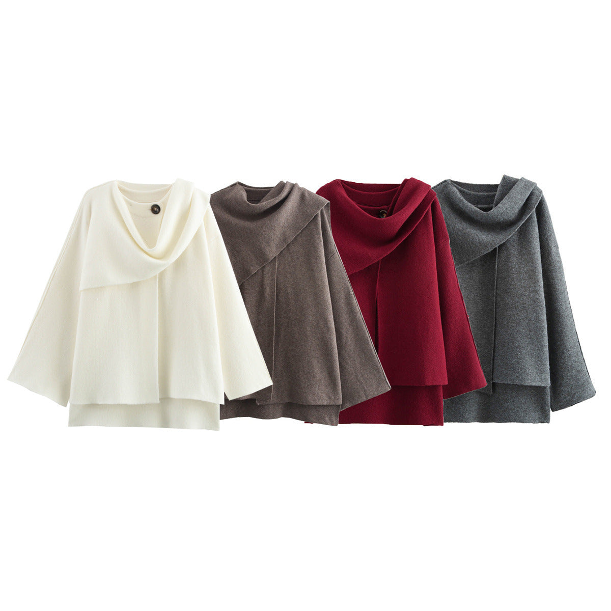 Women's cape with asymmetrical fall, stand-up collar and wool blend Shop Velvia