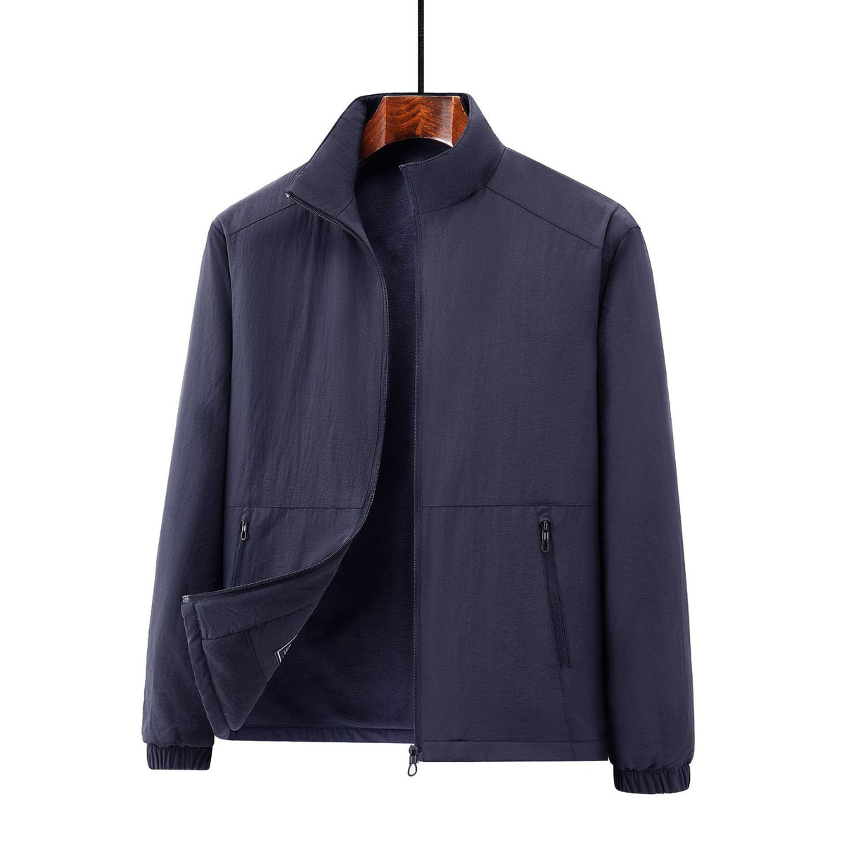 Men's lightweight windproof fleece jacket with stand-up collar and zip pockets Shop Velvia