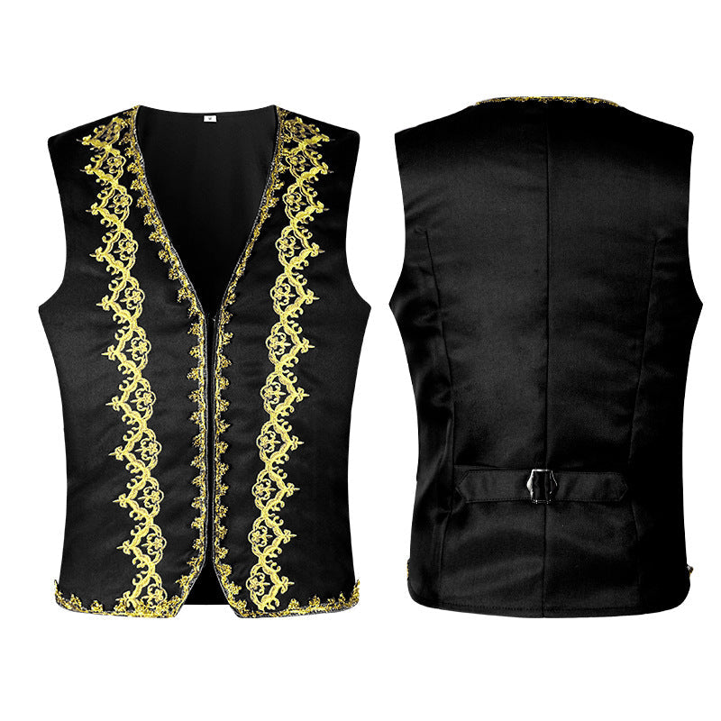 Men's sleeveless vintage linen shirt with breast lacing and stand-up collar Shop Velvia
