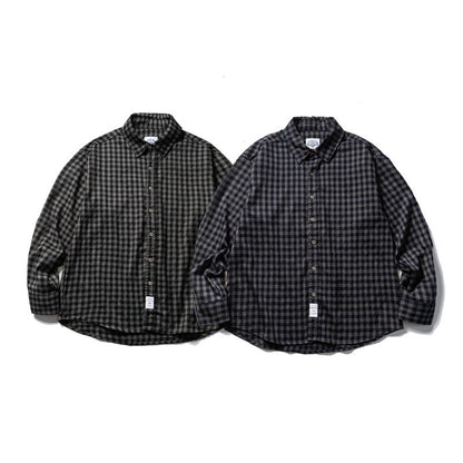 Unisex Oversize Check Flannel Shirt with Shirt Collar, Button Front and Rounded Hem Shop Velvia