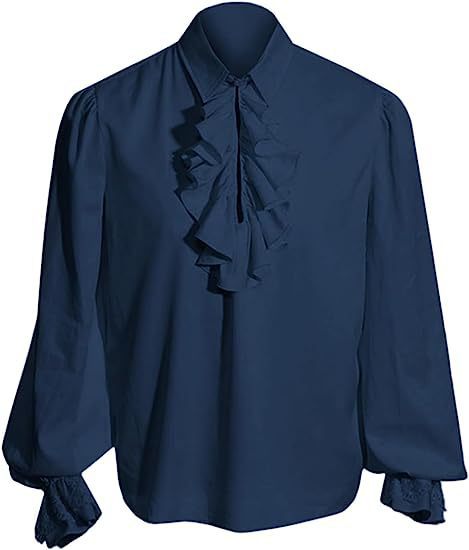 Men's elegant Baroque ruffle shirt with stand-up collar, ruffled chest, and lace cuffs Shop Velvia