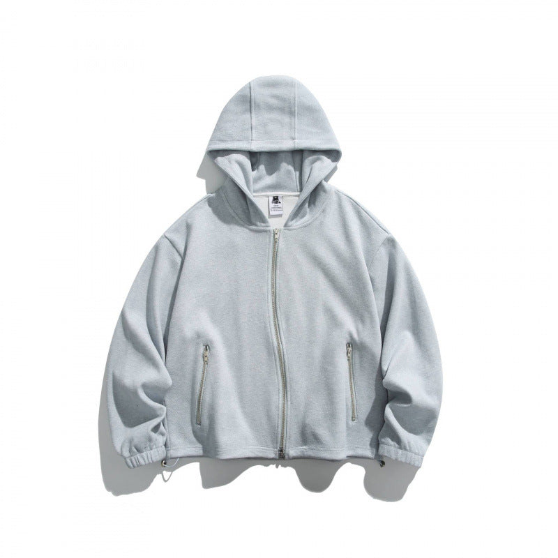 Unisex Oversize Fleece Zip Jacket with Hood, Two-Way Zipper and Adjustable Hem Shop Velvia