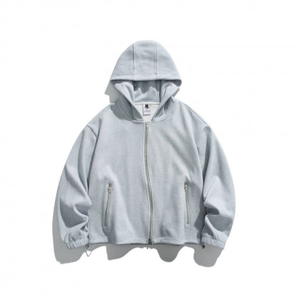 Unisex Oversize Fleece Zip Jacket with Hood, Two-Way Zipper and Adjustable Hem Shop Velvia