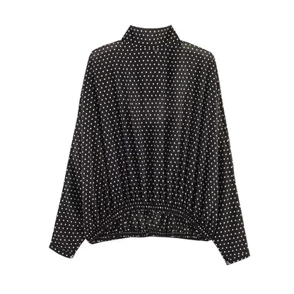 Ladies Flowing Midi Skirt in Vintage Polka Dot Design with Flared Plate Cut Shop Velvia