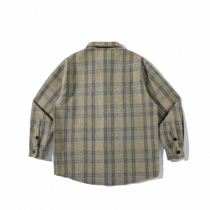 Unisex Boxy Overshirt made of wool blend with check pattern and chest pocket Shop Velvia