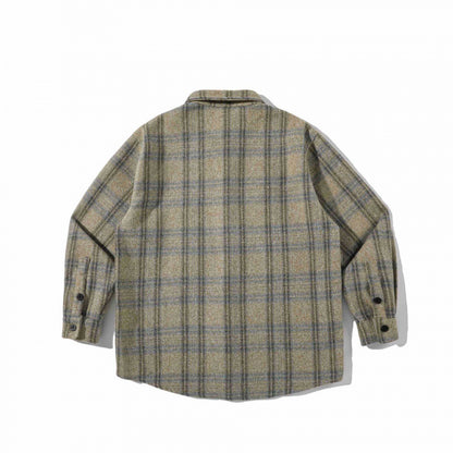 Unisex Boxy Overshirt made of wool blend with check pattern and chest pocket Shop Velvia