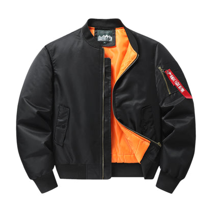 Men's pilot bomber jacket with contrast lining windproof shell and sleeve utility pocket Shop Velvia