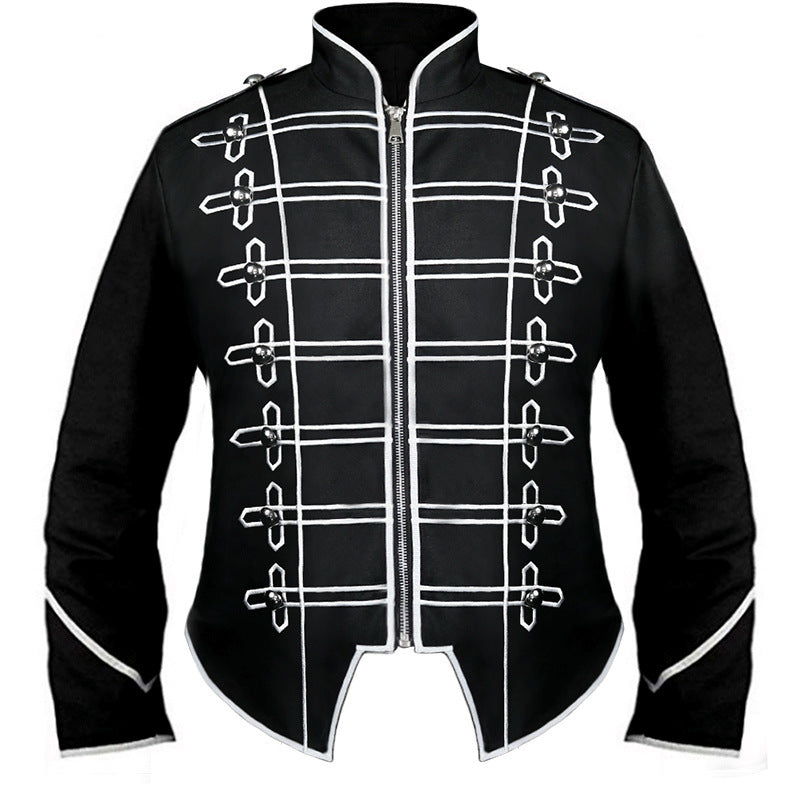 Men's nan military parade jacket with decorative cords and stand-up collar Shop Velvia