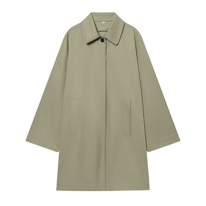 Women Wide-Cut Cape Coat with Concealed Button Placket and Patch Pockets Shop Velvia