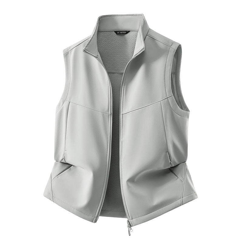 Women's Sleeveless Softshell Vest with Stand-Up Collar, Stretch Lining and Two-Way Zipper Shop Velvia