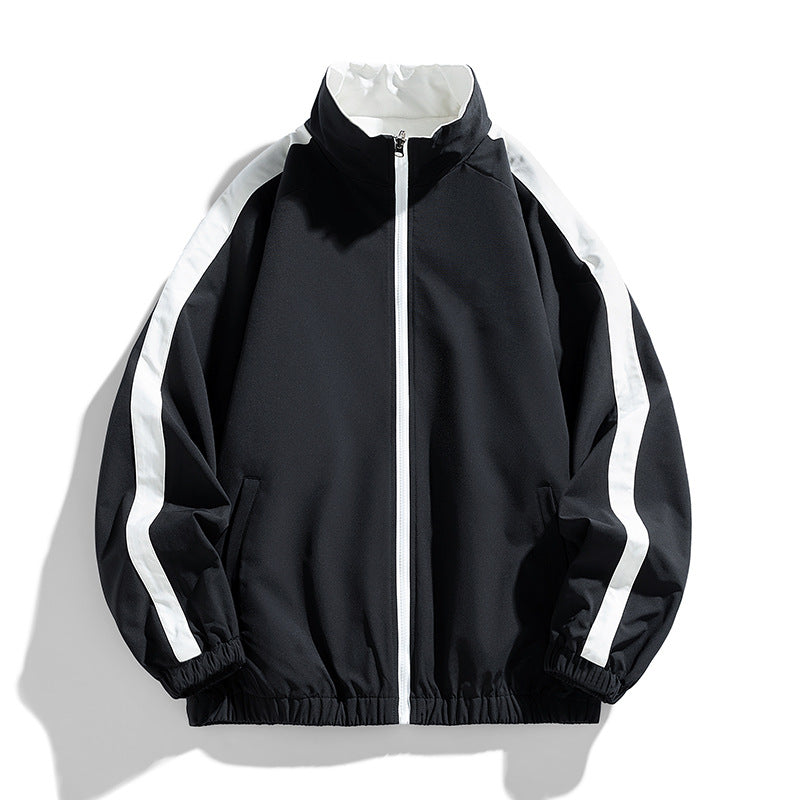 Ladies Lightweight Oversized Training Jacket with Stand-Up Collar, Contrast Stripes and Elastic Hem Shop Velvia