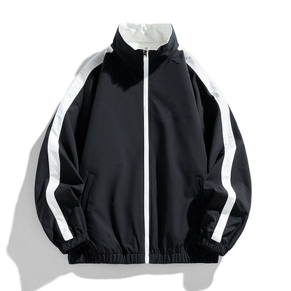 Ladies Lightweight Oversized Training Jacket with Stand-Up Collar, Contrast Stripes and Elastic Hem Shop Velvia