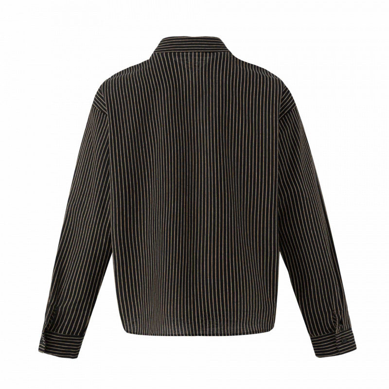 Unisex Oversize Pinstripe Shirt with Boxy Silhouette and Shirt Collar Shop Velvia