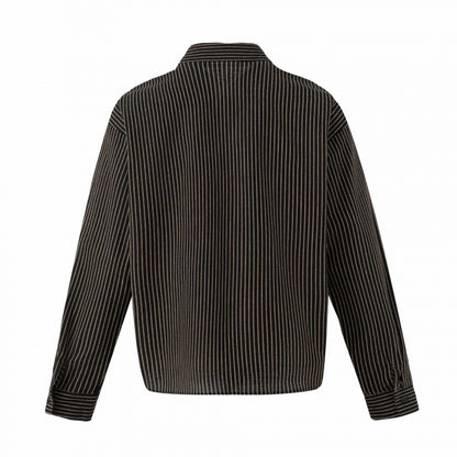 Unisex Oversize Pinstripe Shirt with Boxy Silhouette and Shirt Collar Shop Velvia
