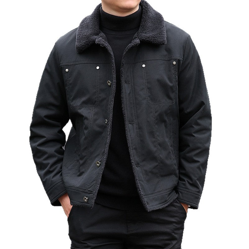 Men's short jacket with teddy lining and lapel collar, windproof transitional jacket Shop Velvia