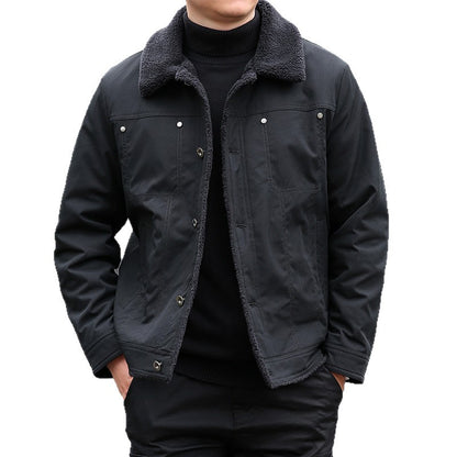 Men's short jacket with teddy lining and lapel collar, windproof transitional jacket Shop Velvia