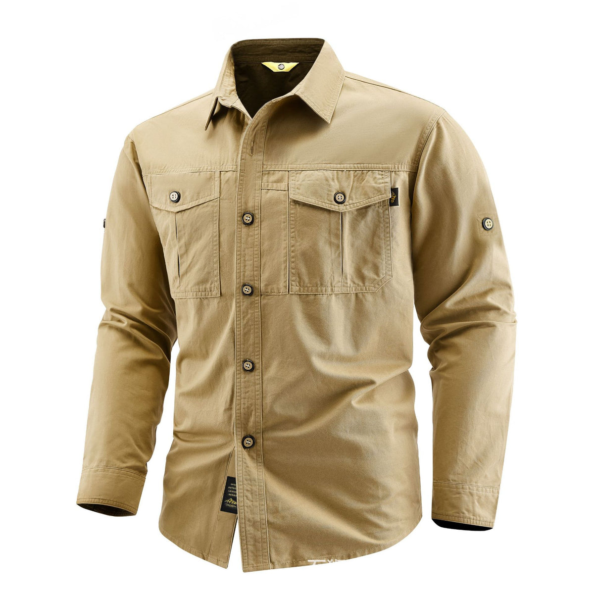 Men's Canvas Overshirt in Field Style with Chest Flaps and Full Button Placket Shop Velvia