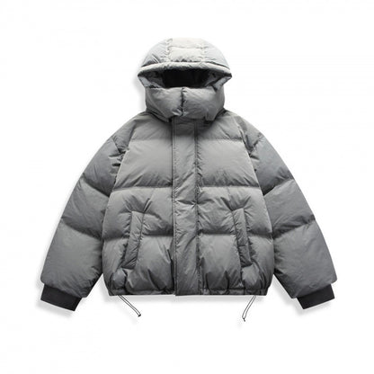 Unisex Short Padded Jacket with Hood, High Stand-Up Collar, and Adjustable Hem Shop Velvia