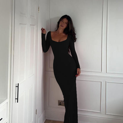 Women's transparent maxi dress with figure-flattering cut