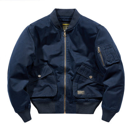 Men's Short-Cut Canvas Bomber Jacket in Utility-Field Style with Pocket Organizer Shop Velvia