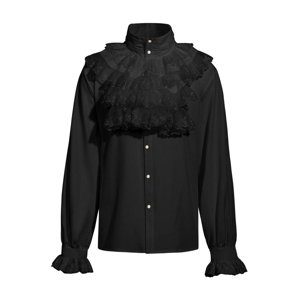 Ladies nan romantic Victorian ruffled blouse with stand-up collar and lace cuffs Shop Velvia