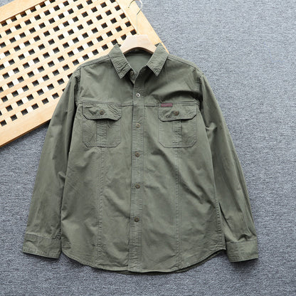 Men's shirt jacket made of cotton twill with chest flaps and button placket Shop Velvia