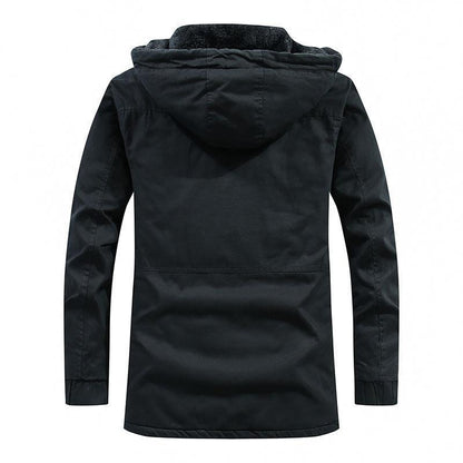 Men's city parka with teddy lining, hood, and windproof inner placket Shop Velvia