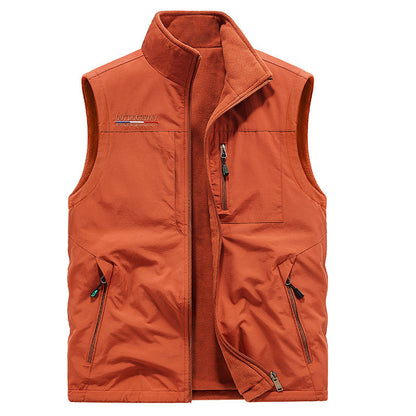 Men's Lightweight Thermo-Fleece Vest with Stand-Up Collar, Front Zipper and Side Pockets Shop Velvia