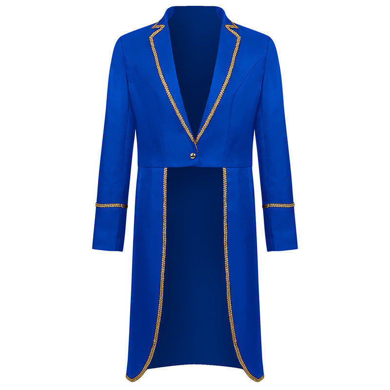 Women's longer tailored blazer coat with golden chain detail and single-breasted closure Shop Velvia