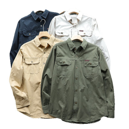 Men's shirt jacket made of cotton twill with chest flaps and button placket Shop Velvia