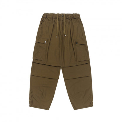 Unisex Oversize Cargo Pants with drawstring waistband, layer detail and snap hem Shop Velvia
