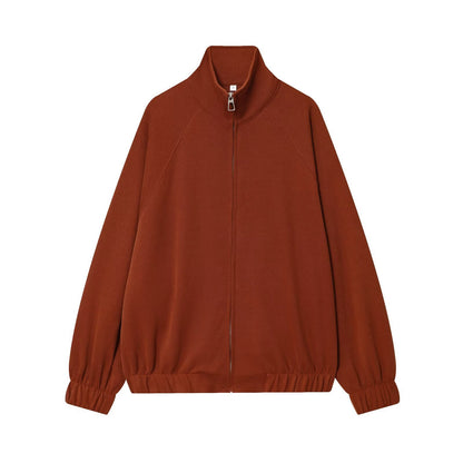 Women's Oversized Zip Sweat Jacket with High Standing Collar and Raglan Sleeves Shop Velvia