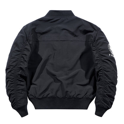 Men's Nylon Bomber Jacket in Aviator Style with Zipper Arm Pocket and Contrasting Lining Shop Velvia