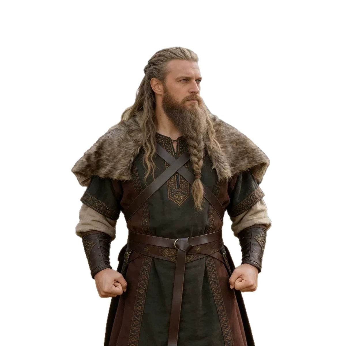 Men's shoulder cape made of faux fur with buckle closure and rustic Viking look Shop Velvia