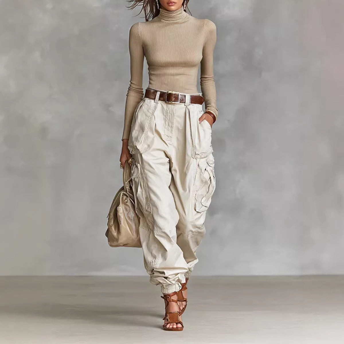 Women's cargo pants with elastic waistband and practical pockets Shop Velvia