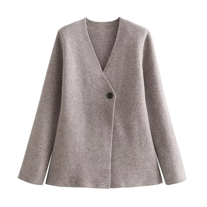Women's fitted tailored blazer with peplum hem and single-button placket Shop Velvia