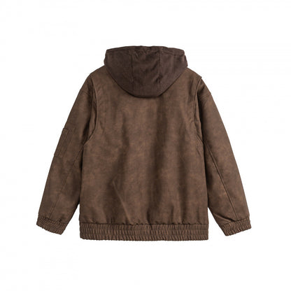 Unisex Oversize Hoodie Bomber Jacket in Velour Look with Hood, Arm Pocket and Elastic Hem Shop Velvia