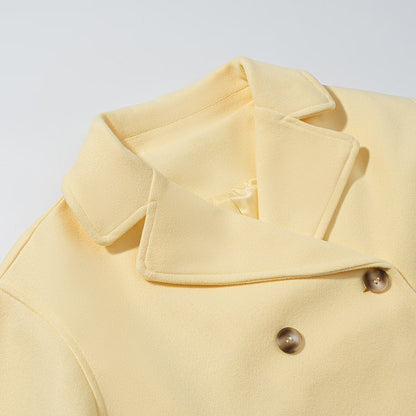 Women’s short coat in peacoat style made of wool blend with boxy oversized silhouette Shop Velvia
