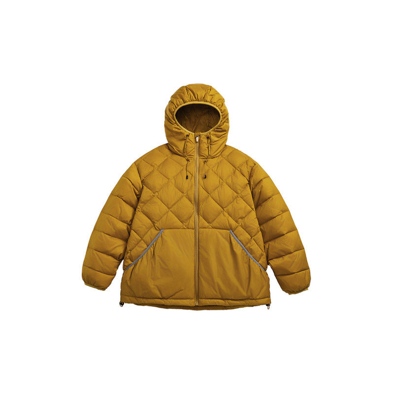 Unisex Boxy quilted jacket with hood, diamond quilting and two-way zipper Shop Velvia
