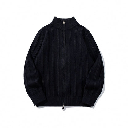 Unisex Zip Sweater with Stand-Up Collar and Vertical Structure Shop Velvia
