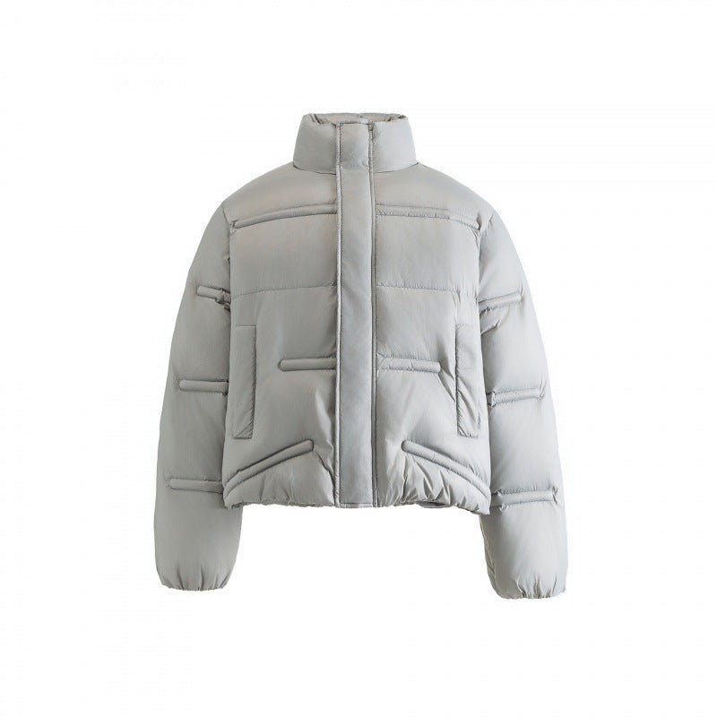 Unisex Short quilted padded jacket in a boxy cut with high stand-up collar Shop Velvia