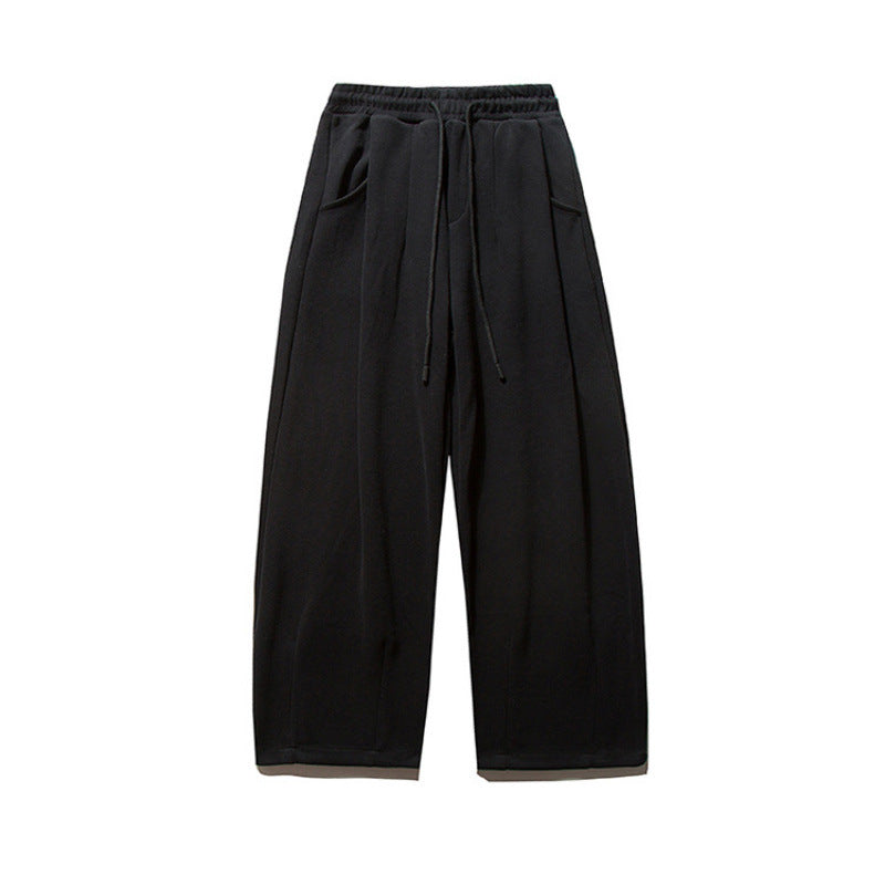 Unisex Wide Jogging Pants with Pleats, Elastic Drawstring and Side Pockets Shop Velvia