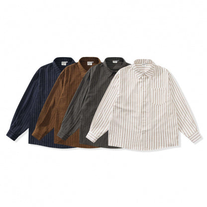 Unisex Oversized Striped Shirt in Relaxed Fit with Chest Pocket Shop Velvia