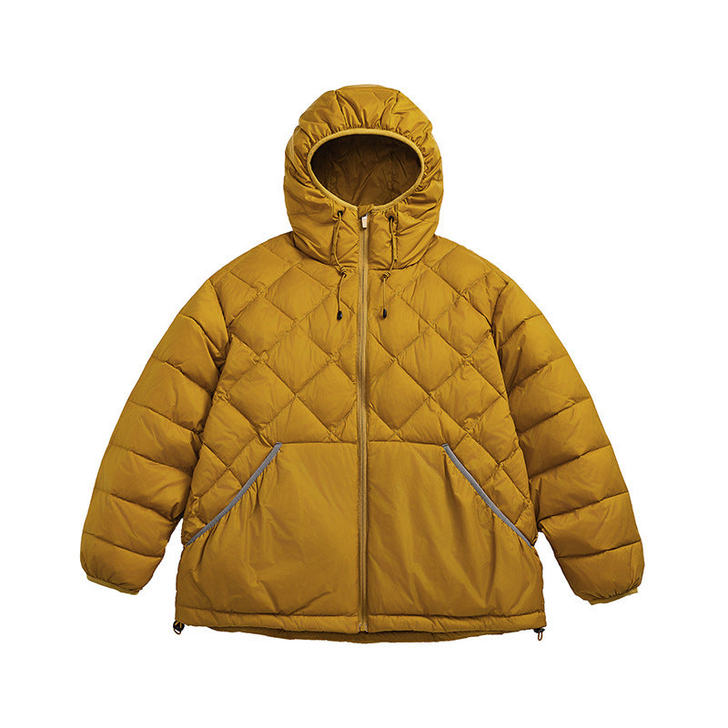 Unisex Boxy quilted jacket with hood, diamond quilting and two-way zipper Shop Velvia